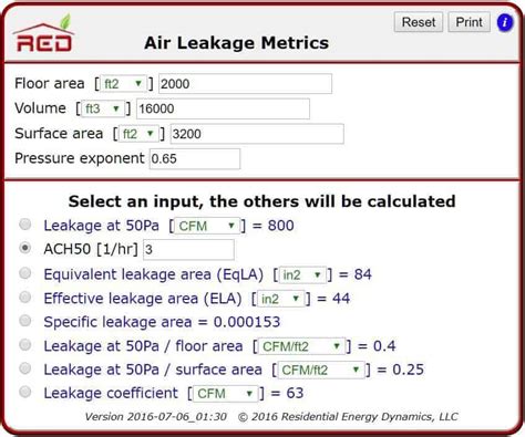 Air Leakage Calculator 